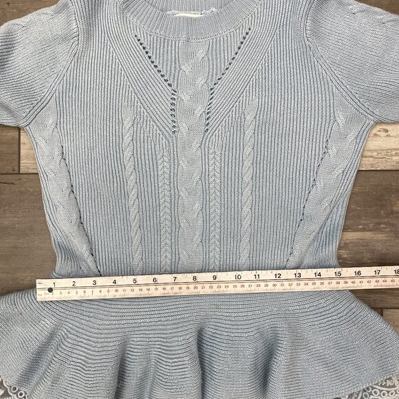 Endless Rose Pale Blue Sweater Sz M with peplum and lace - Picture 12 of 12